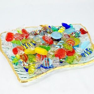 Italian Sweets. Murano Glass Candies, Set of 3 Assorted Pieces.